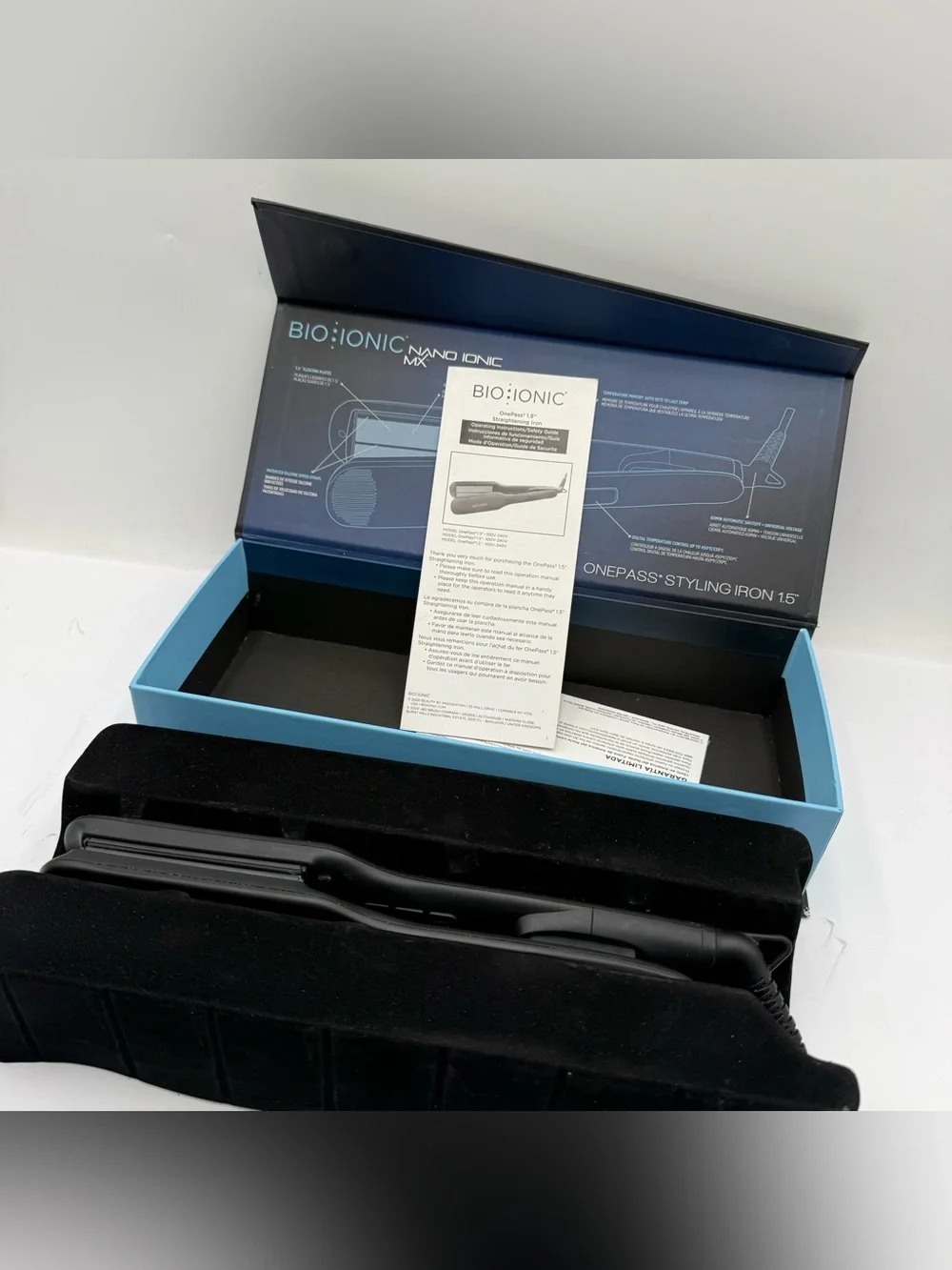 E7 AUTHENTIC Bio Ionic Onepass Nanoionic MX Flat Iron Straightener 1.5